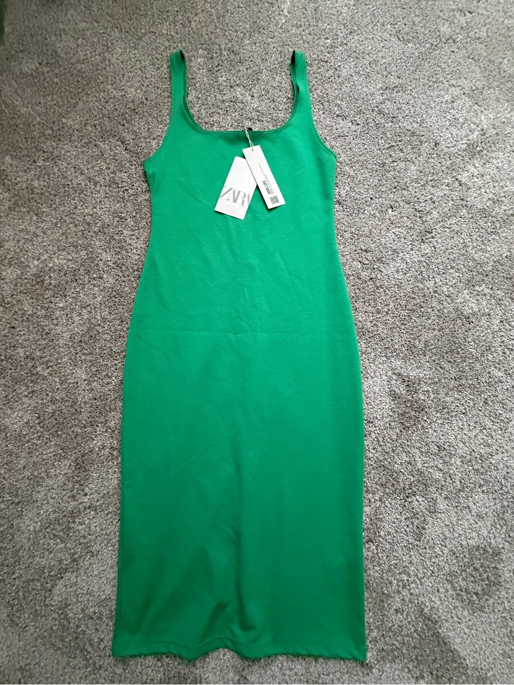 NWT Zara Bright Green Tank Midi Dress